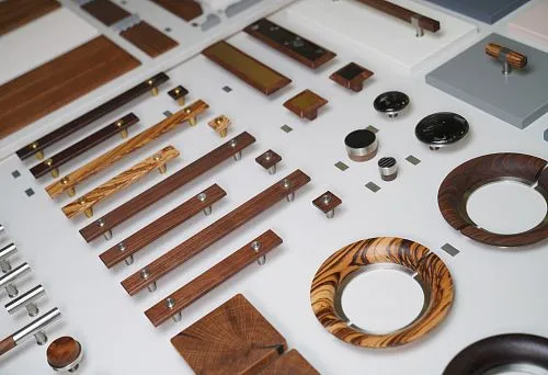 Designer moodboard with material samples and interior design solutions.