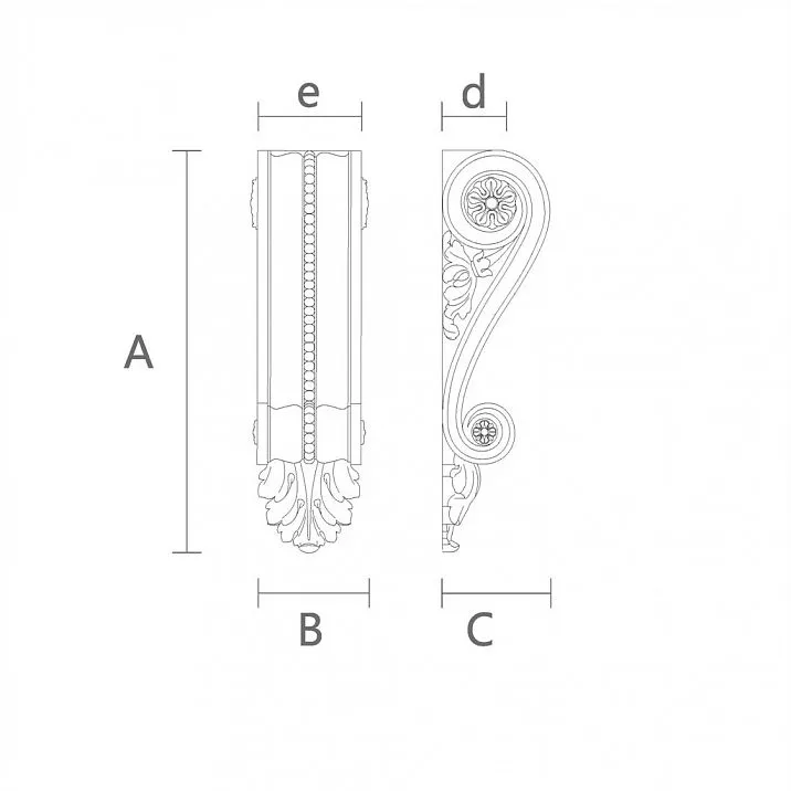 Премиальный резной кронштейн KR-016 для утонченного вкуса чертеж