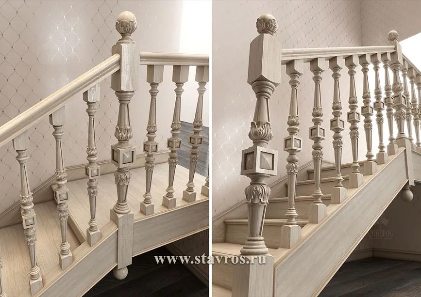 Wooden balusters and handrails for the RLE-054 staircase, buy components for staircases