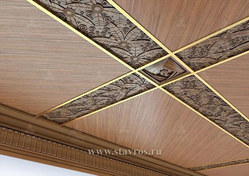 Details of cove ceiling RP-005 with exclusive ornament.