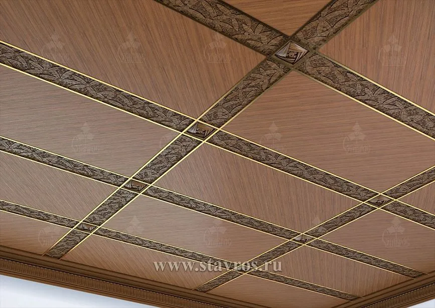 Cove ceiling RP-005 with delicate carved lines and exclusive ornament.
