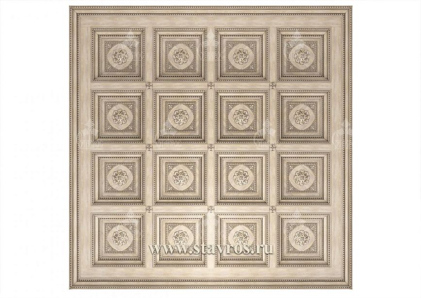 Wooden coffered ceiling RP-002 &ndash; exquisite carving and decorative elements