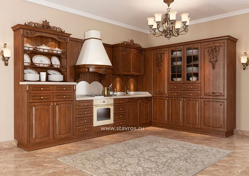 Kitchen set with carving in classic style