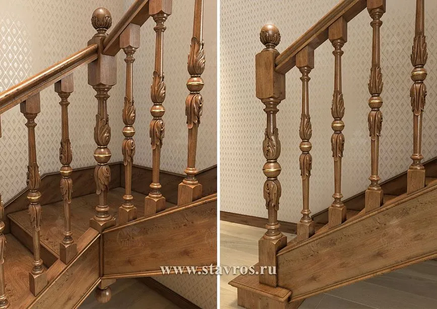 Wooden railings and handrails for the RLE-053 staircase, buy staircase components