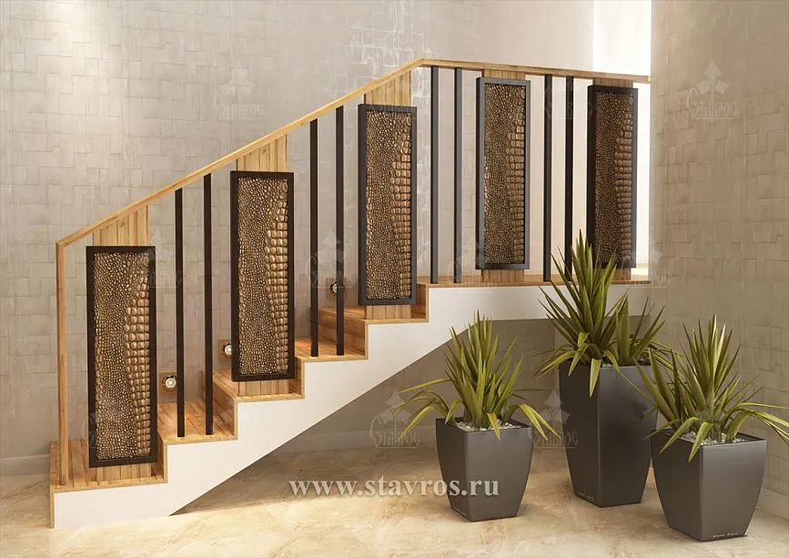 Unique balusters with elegant carved motifs of the RLE-062 staircase