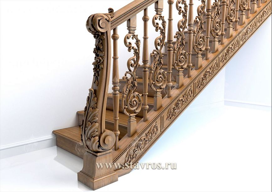 Staircase components RLE-006 &ndash; balusters, handrails, posts from solid wood