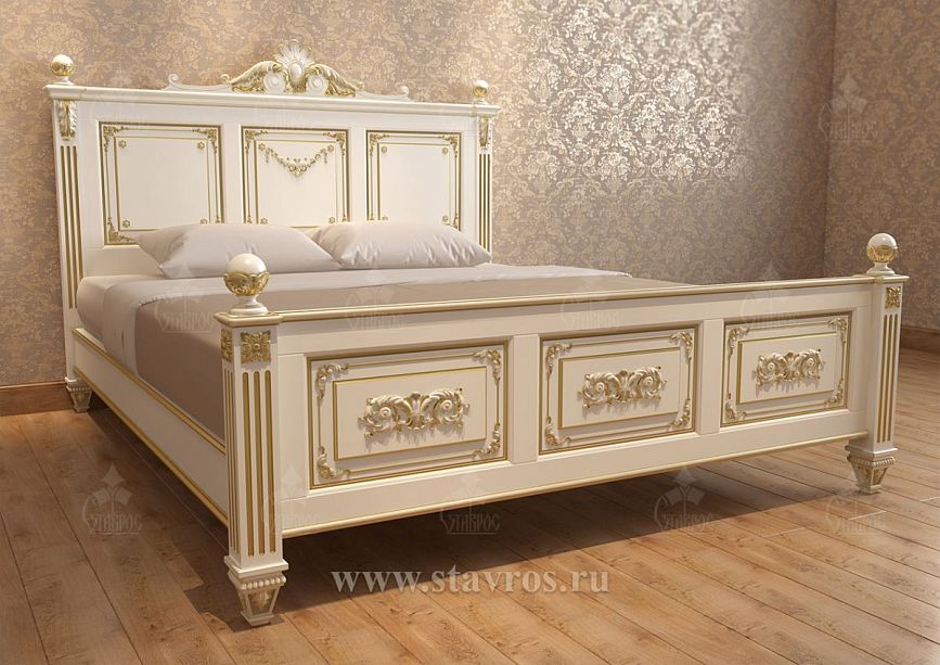 Overall view of bed KRV-005 in an interior with wooden flooring
