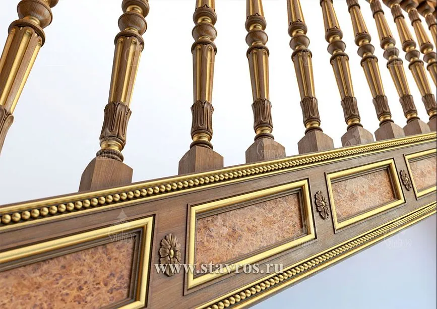 Carved staircase RLE-009 &ndash; classic interior design with wooden balustrade