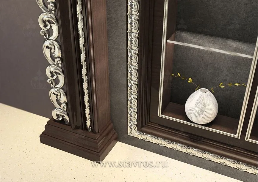Lower part of the carved frame RTV-007 with built-in lighting and stylish decor.