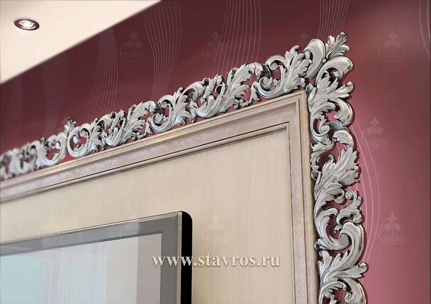 Corner element of the RTV-006 frame with expressive carving and aged effect