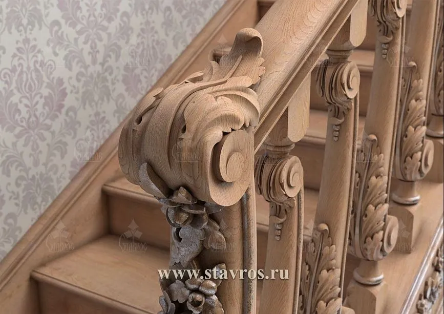 Handrails and initial post of the staircase