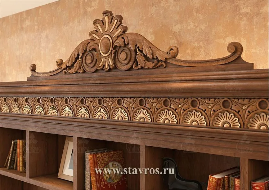 Decorative carved cartouche on the top part of frame RTV-004 with classic ornament