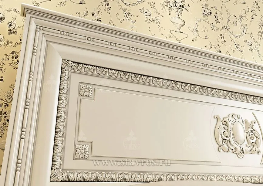 Detailed photo of carved pattern on the headboard of bed KRV-009