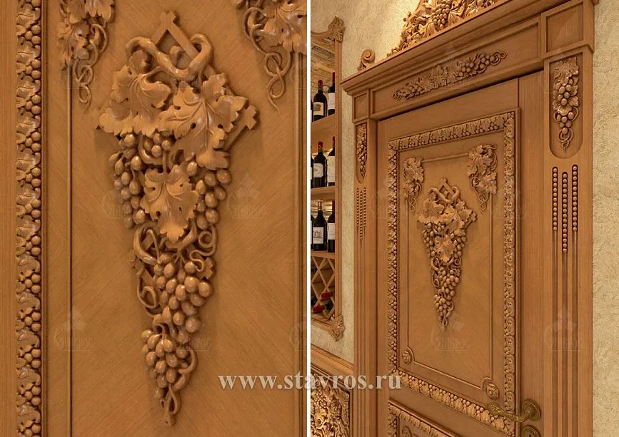 Decorative portal with carved finish