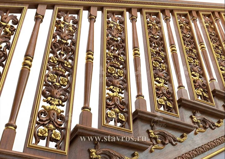 Heavy carved posts for staircase RLE-016, ensuring structural strength