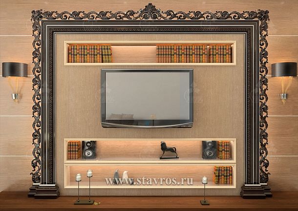 Idea for decorating carved frame for TV RTV-001