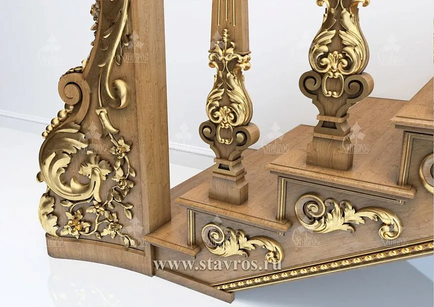 Detailed view of balusters and newel posts of staircase RLE-007