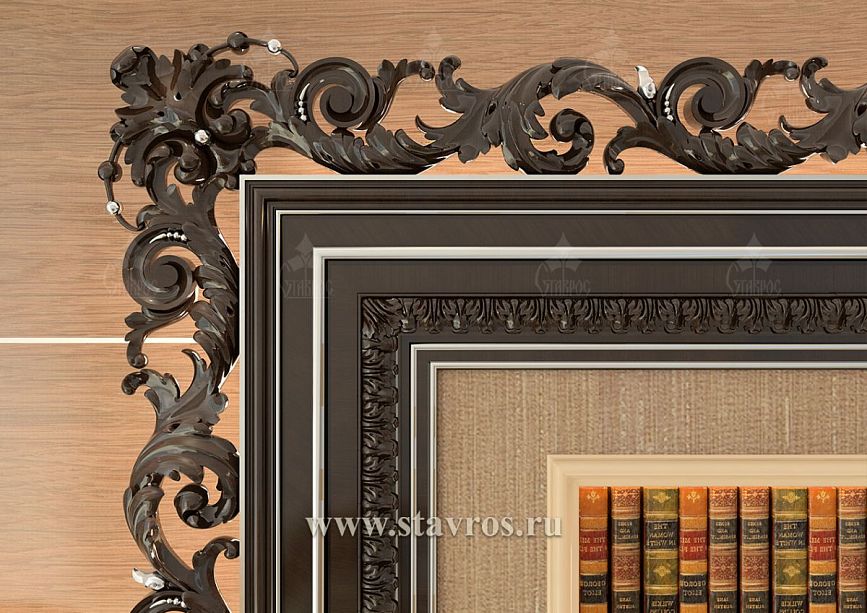 Delicate carved decoration on the upper part of the RTV-001 frame with inlay