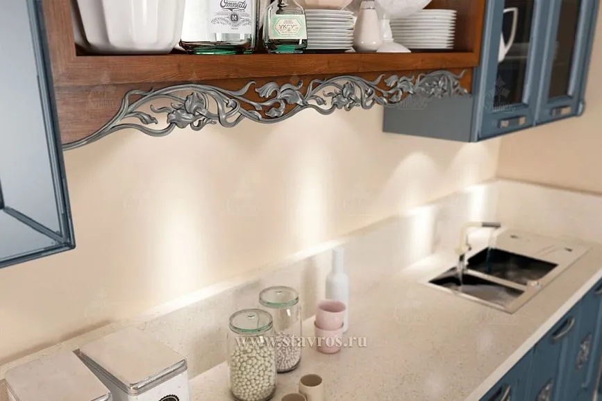 Carved trim K-060 for range hood and upper cabinets