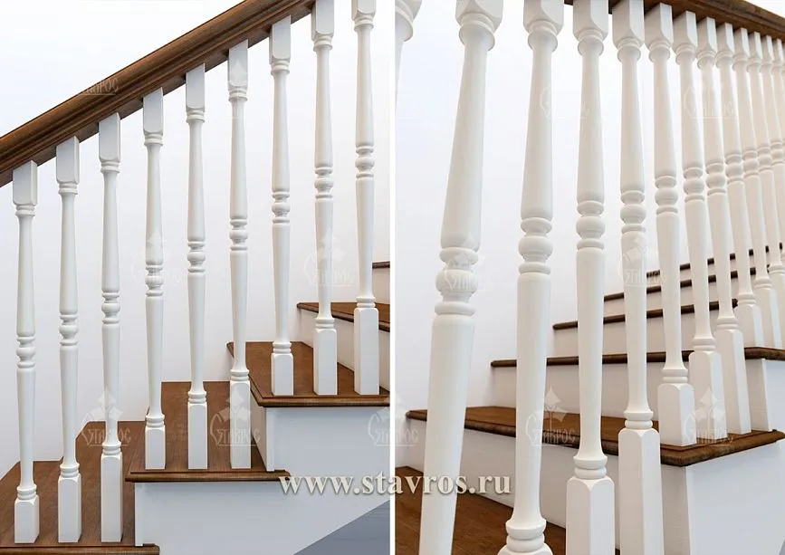 Classic balusters for staircases in light tones