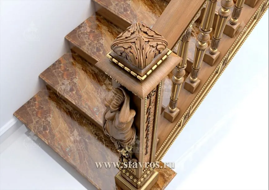Top view of carved staircase RLE-009