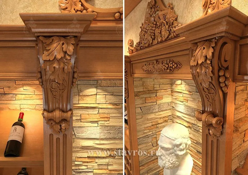 Bust in a niche with carved wooden frame