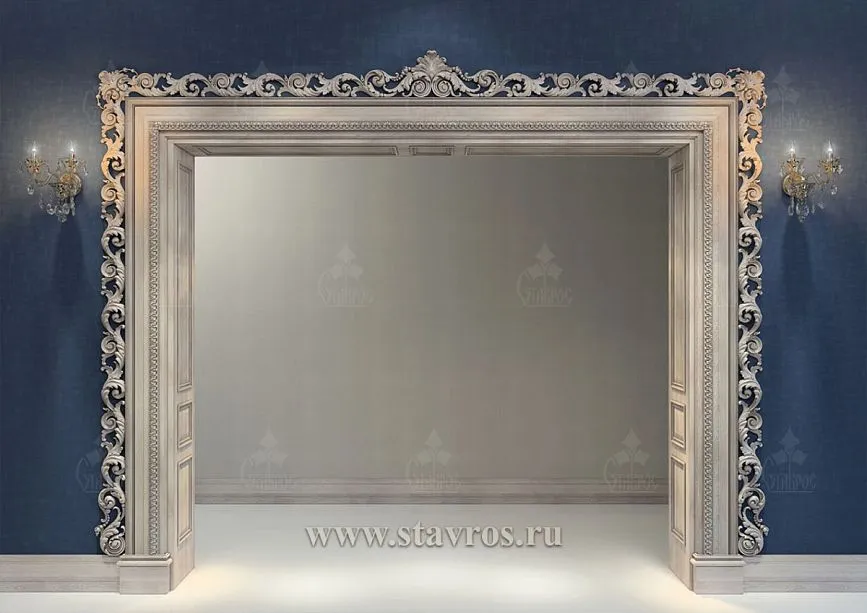 Door portal PRT-008 with rich carved decoration and openwork pattern