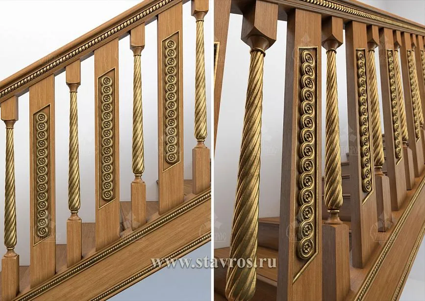 Staircase RLE-032 design project with twisted balusters and classical elements