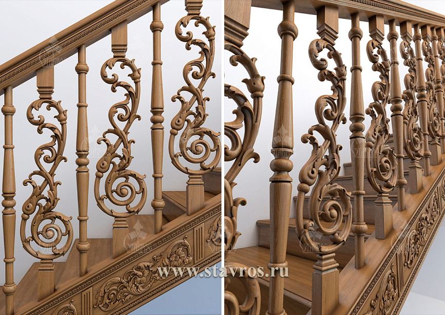 Balusters for staircase RLE-006 &ndash; classic style and wood carving
