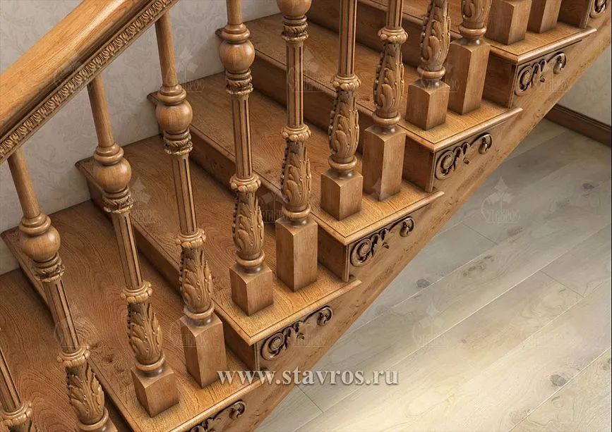 Wooden handrails for RLE-015 staircase with smooth sanded surface