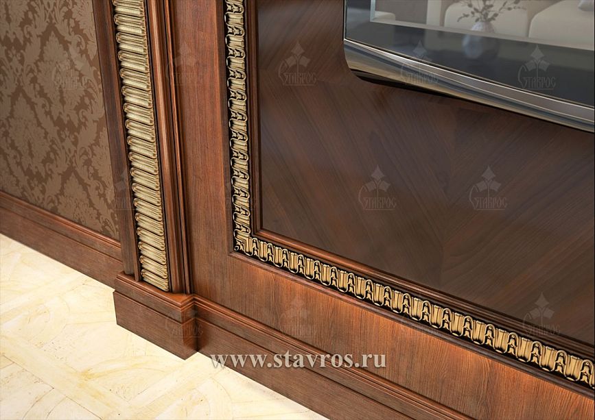 Details of the corner part decoration of the RTV-005 frame with gold ornament