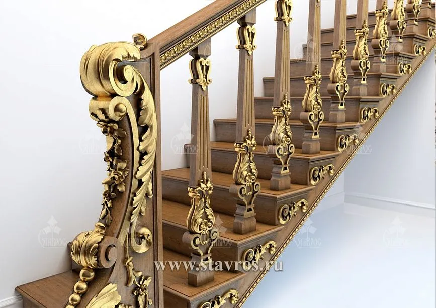 Carved elements of staircase RLE-007 &mdash; exclusive decoration