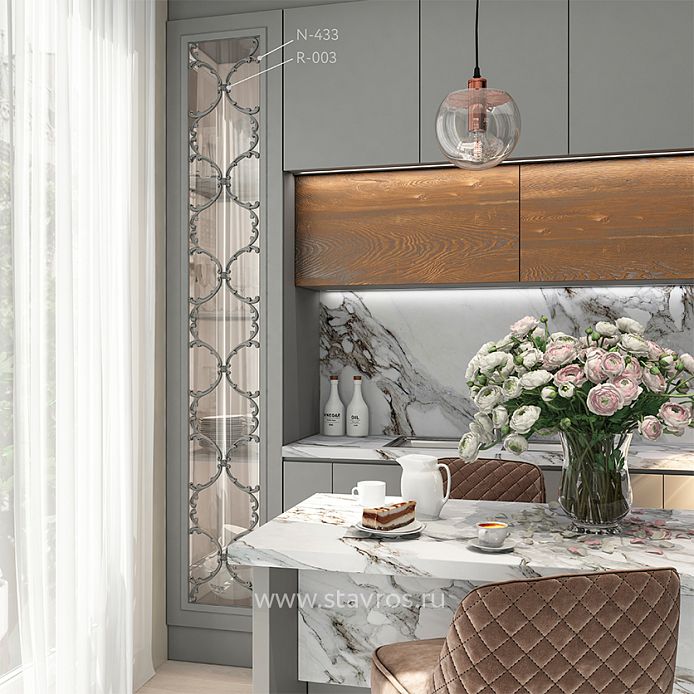 Decorative metal grilles in kitchen KUH-009