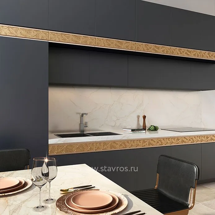 Carved inserts K-103 as an accent in kitchen interior