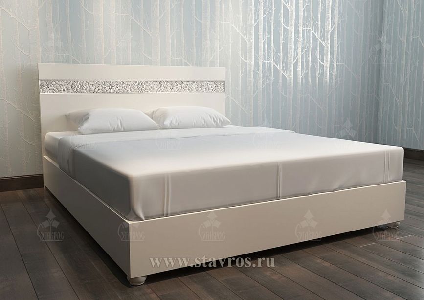 Modern bed KRV-006 in a minimalist bedroom interior with wooden floor and light walls