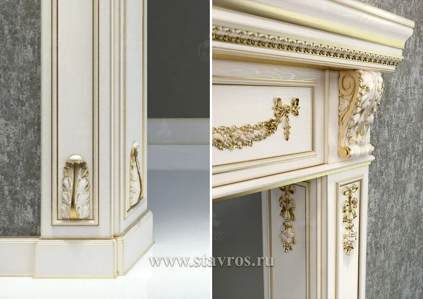 Cornice and pilasters of door portal PRT-009 with gold