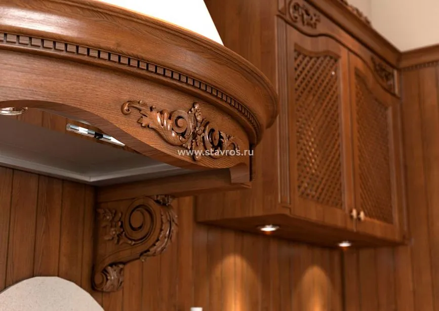 Elegant buffet with carved decoration and lighting