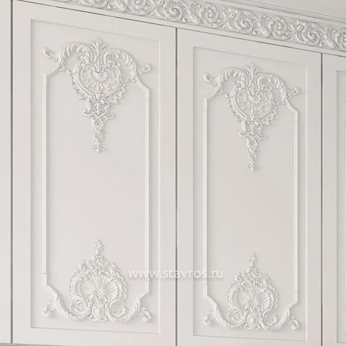 Refined kitchen set with decorative carving