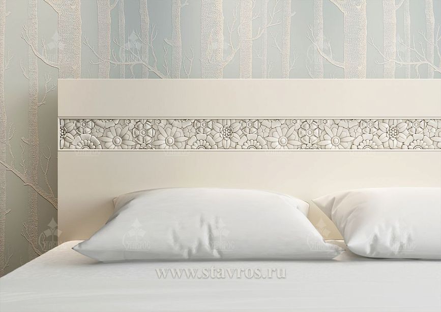 Headboard of the bed KRV-006 with carved decorative pattern in the form of floral ornament