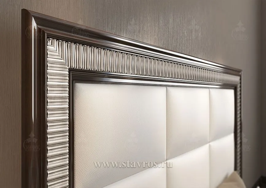Headboard of bed KRV-011 with soft panels and decorative frame