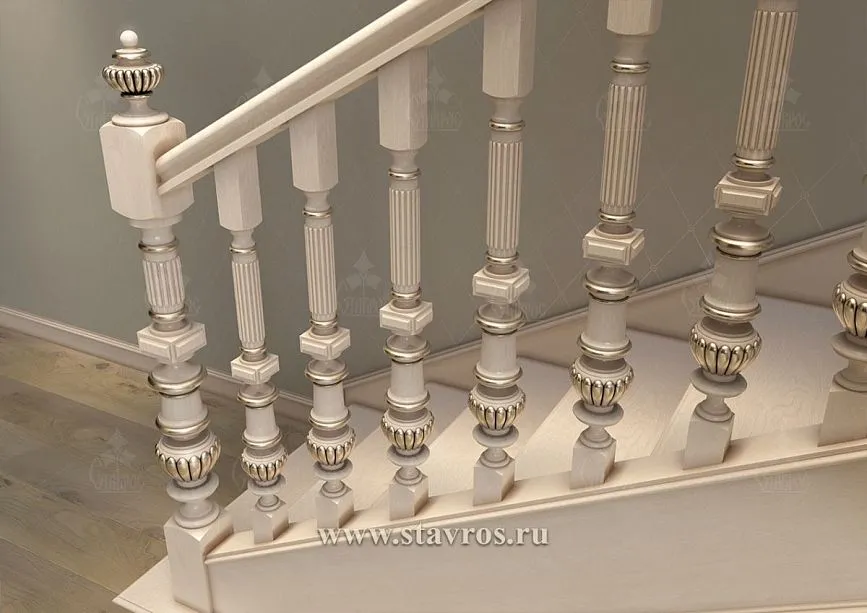 Carved newel posts for staircase RLE-052 &ndash; components for wooden staircases