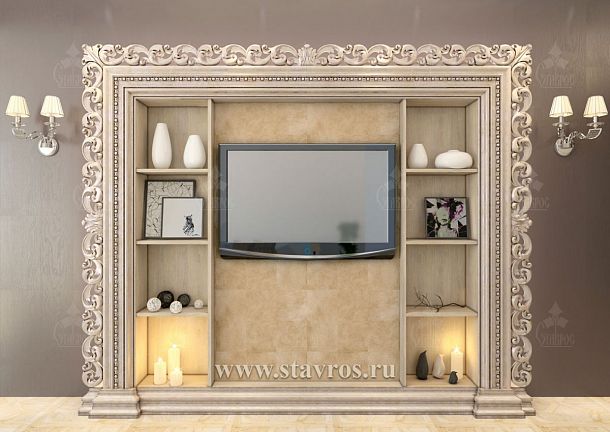 Idea for decorating carved frame for TV RTV-002