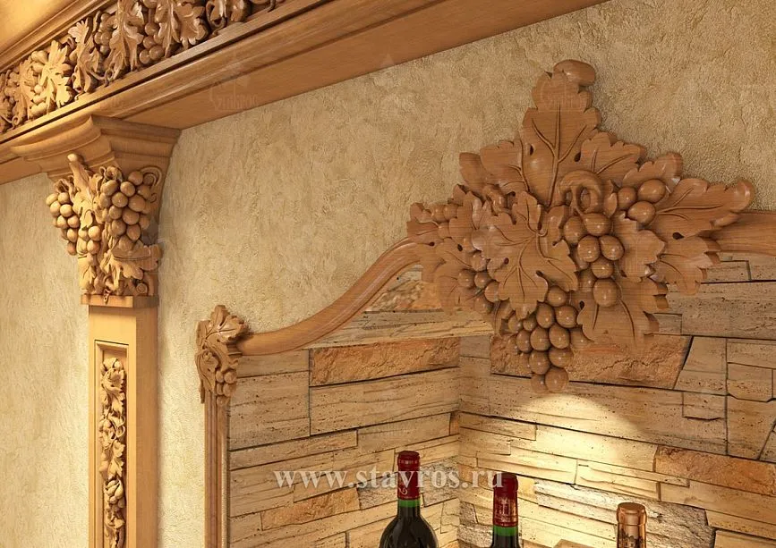 Classic interior with carved wooden decor