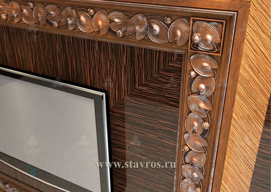 Upper part of the carved frame RTV-003 &ndash; patinated leaves and scrolls, creating the effect of noble antiquity.
