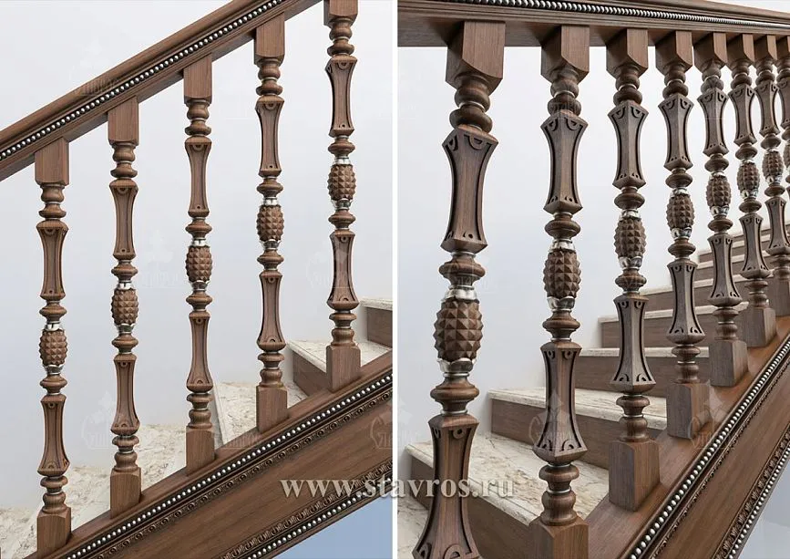 RLE-038 Carved Stair Design &ndash; Blend of Classic and Modern Styles