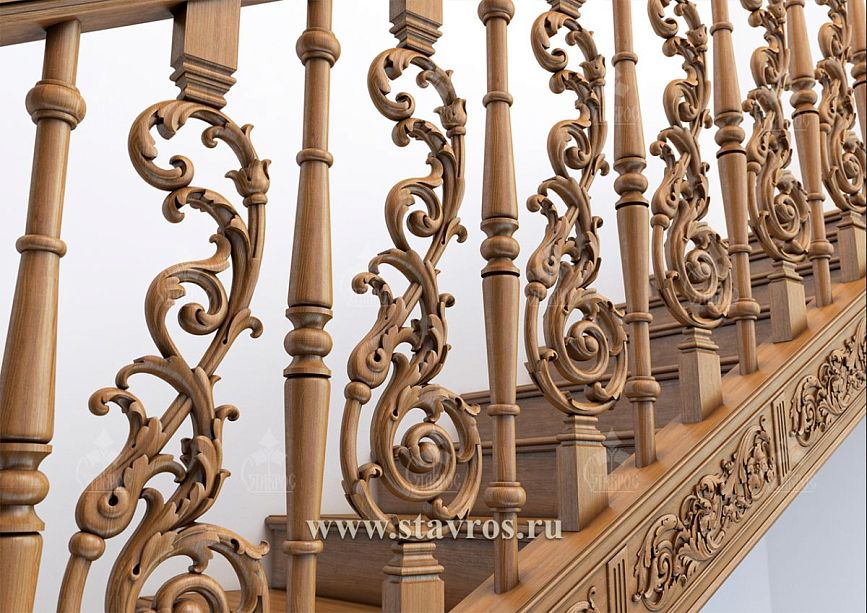 Posts for staircase RLE-006 &ndash; massive elements with decorative patterns