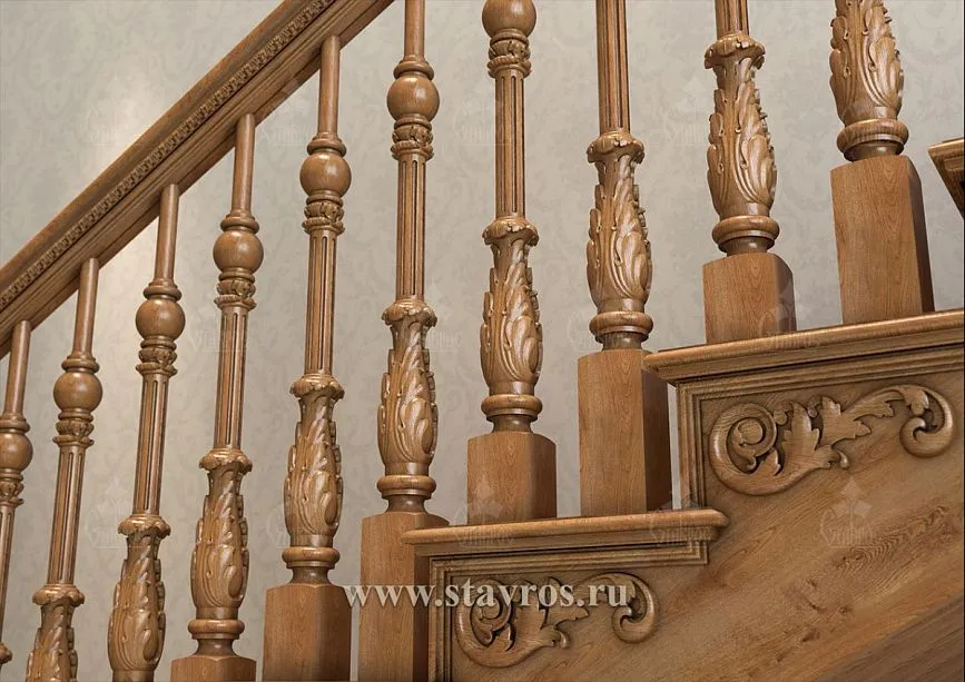Wooden balusters with classic design