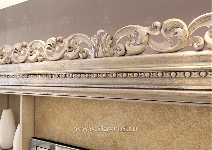 Upper frieze of carved frame RTV-002 with delicate carving and patinated finish
