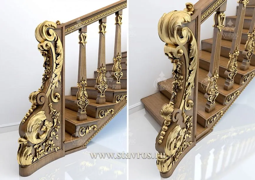 Refined handrails with carved elements RLE-007