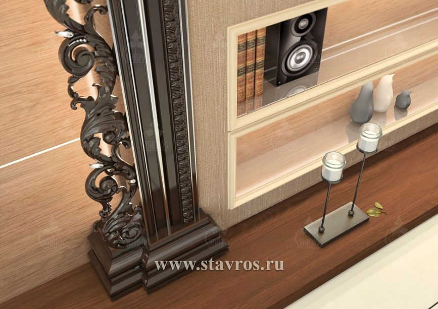 Side part of the carved frame RTV-001 with detailed carving and solid base